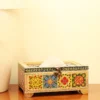 Wooden tissue paper box with colour emboss work