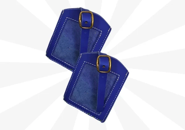 Handmade Leather Luggage Tag set of 2 (Blue)