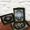 Wooden tray set with Colour emboss work- Set of 3