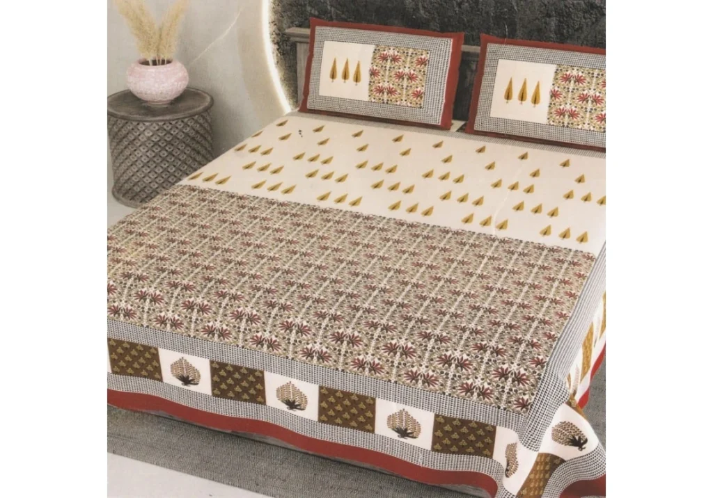 Cotton Bedsheet Jaipuri Print with 2 Pillow Covers