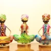 Iron Decorative Rajasthani New pagdi Musician Sitting   - Set of 3