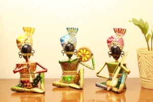 Iron Decorative Rajasthani Mooch Musician - Set of 3