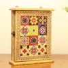 Wooden Keybox with Colour emboss work and Blue pottery tiles