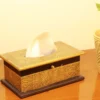 Wooden Tissue box with Brass work