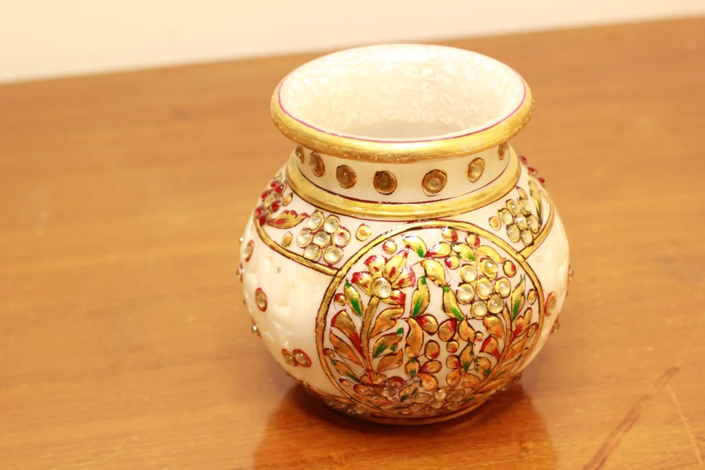 Marble Hand painted round lota