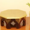 Wooden 8 Corner Chowki with brass work Small size