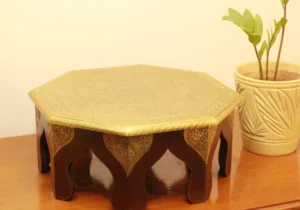 Wooden 8 Corner Chowki with brass work Medium Size
